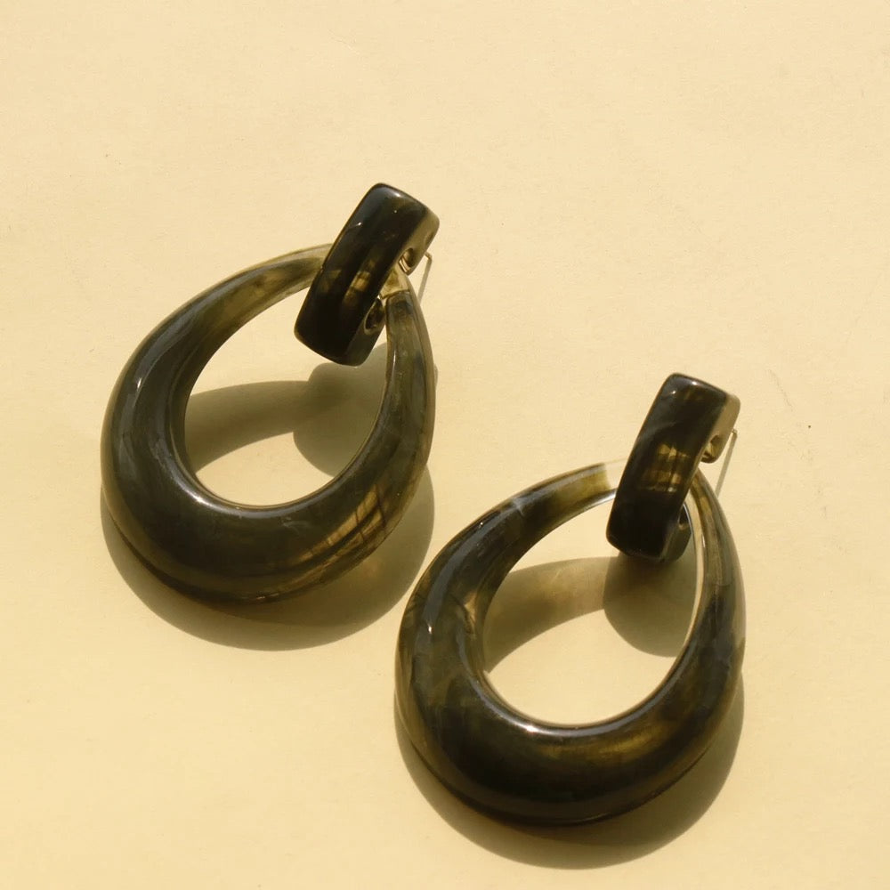 Marble Waterdrop Hoops
