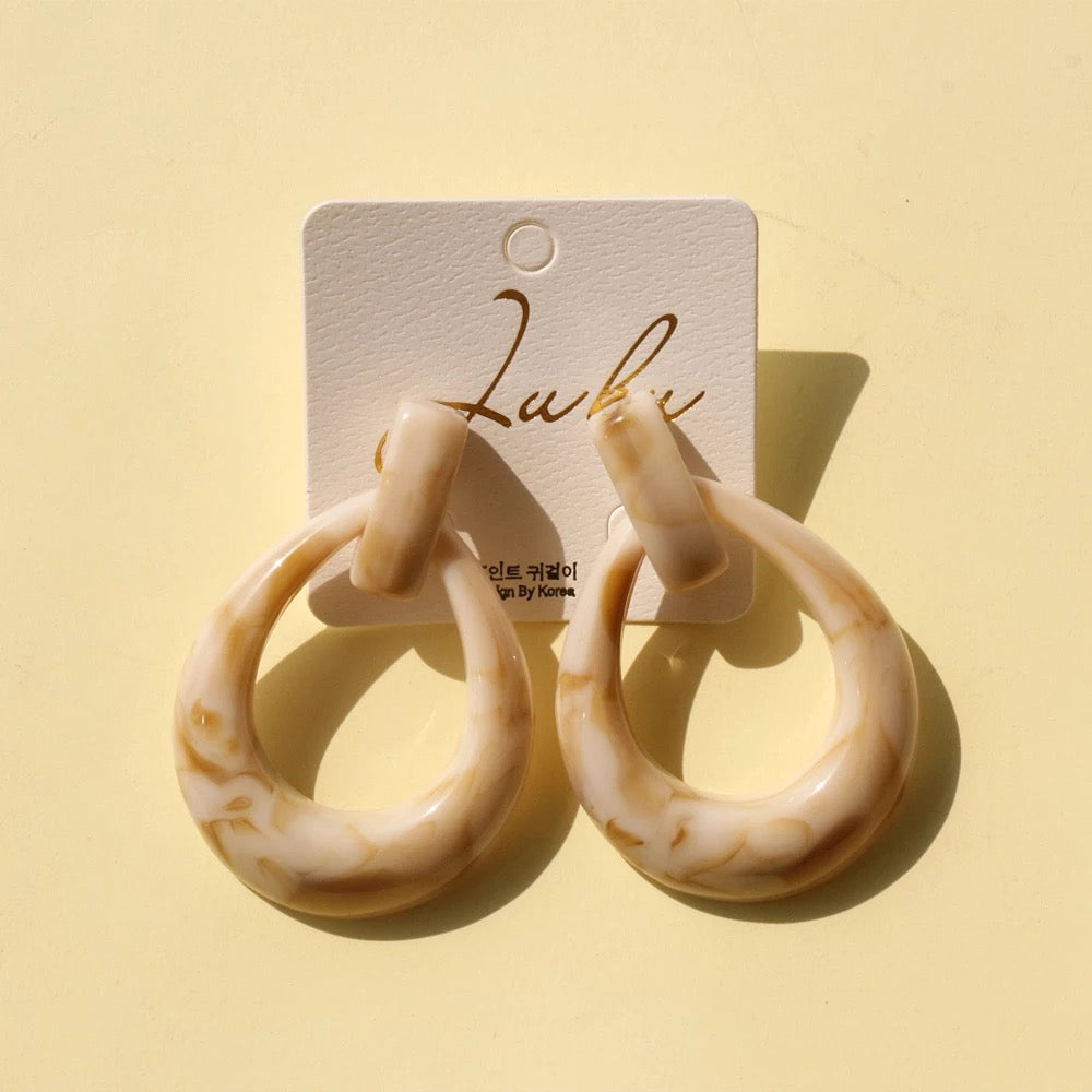 Marble Waterdrop Hoops