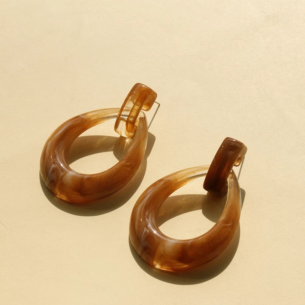 Marble Waterdrop Hoops