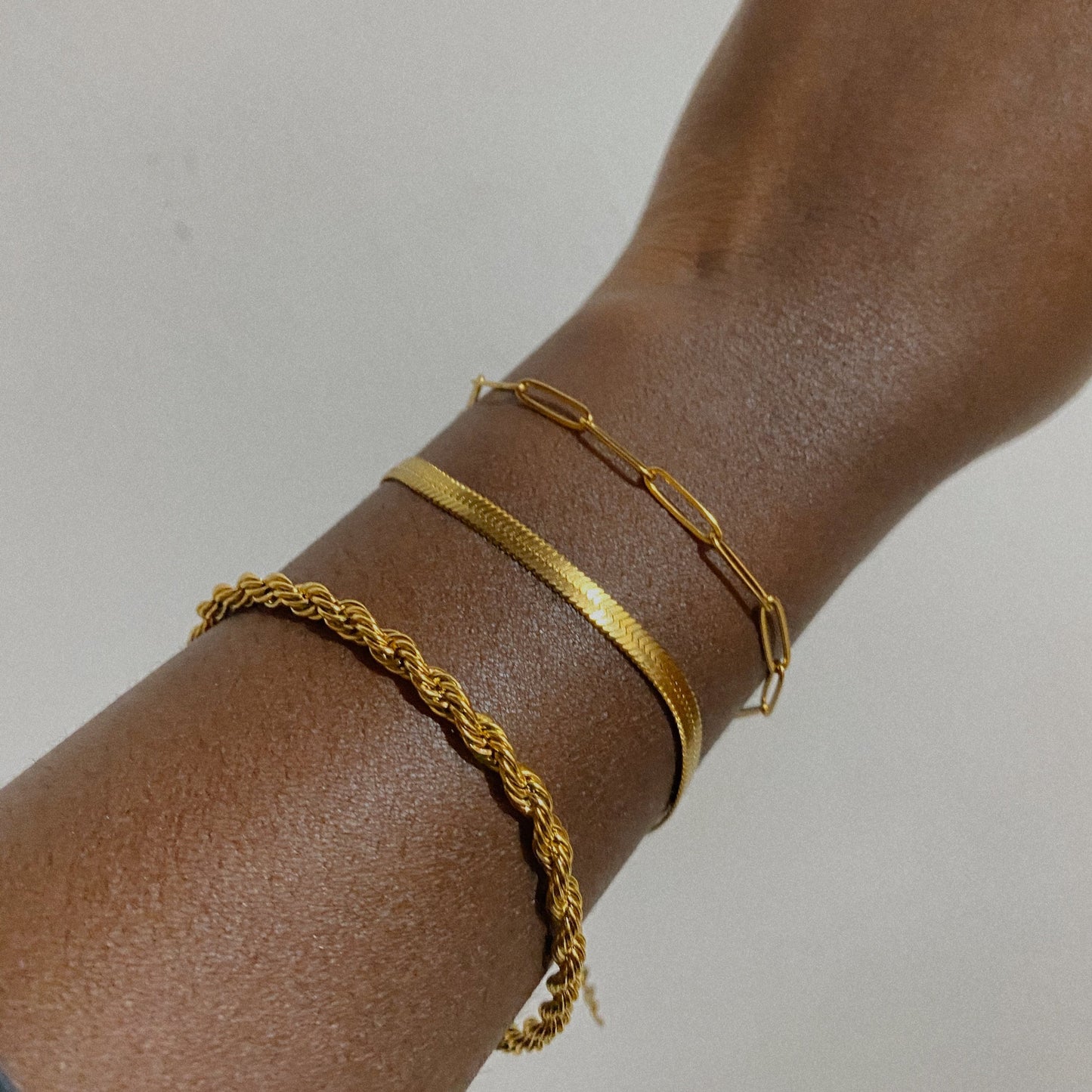 Amoafoa Herringbone Bracelet | 18k Gold Plated